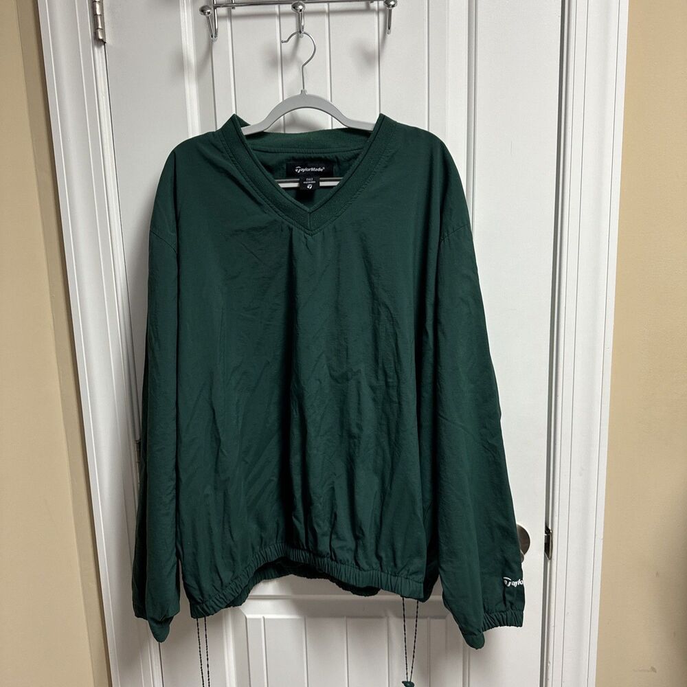 VTG Taylor Made Mens XXL Green Golf Pullover Windbreaker Jacket VNeck